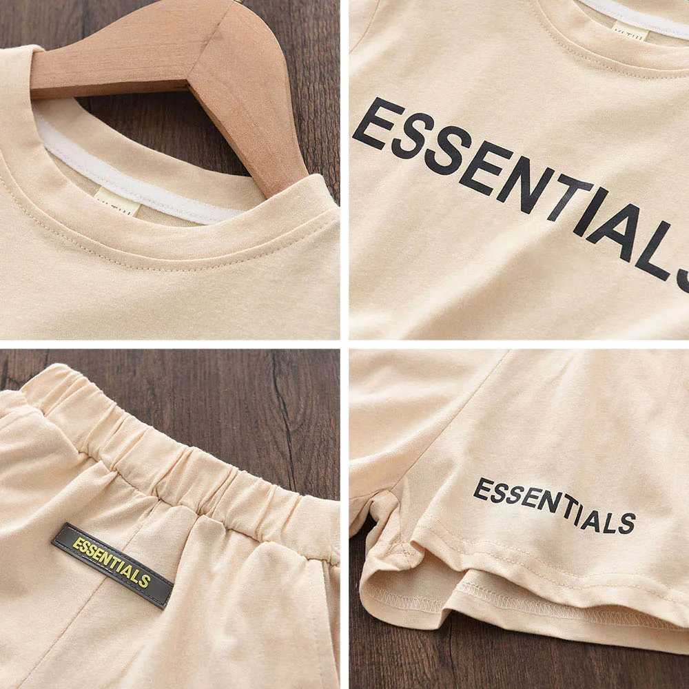 New Boys Girls Outfits Sets Summer Casual Letter Printing T-shirt and Shirts Set 2pcs Baby Clothes Sportswear Home Pajamas Suits