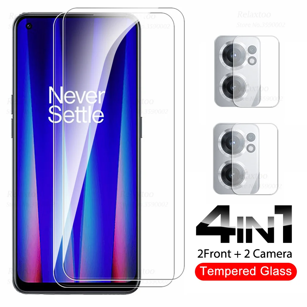 

4in1 Camera Tempered Glass For OnePlus Nord CE 2 Screen Protector One Plus NordCE2 Nord CE2 5G 6.43" Cover Protective Phone Film