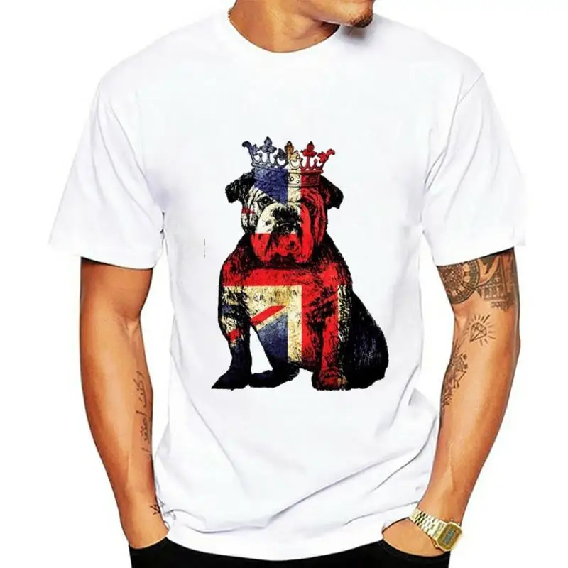 

Buldog British T Shirt Dog Union Jack Flag England Crown Cool Gift Tee 138