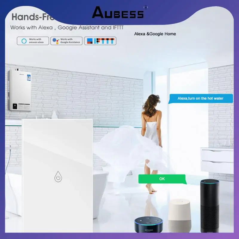 

20a Ac 100-240v Touch Panel Switch Timing Function Smart Home Zero Live Wire Wifi Water Heater Switch Touch Panel