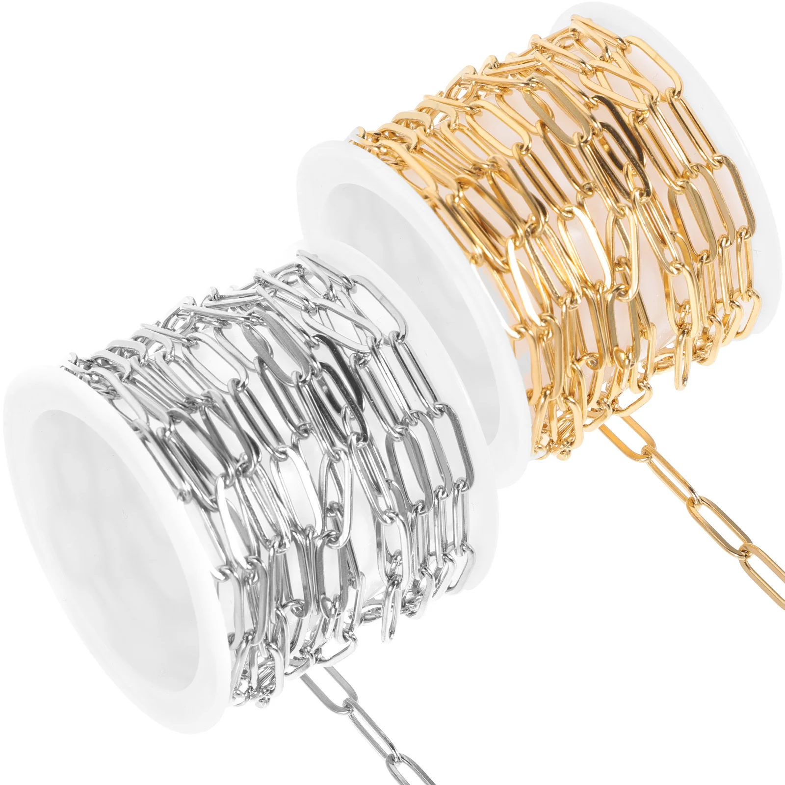 2pcs Stainless Steel Paper Clip Chains Diy Bracelet Necklace Chains Jewelry Accessories