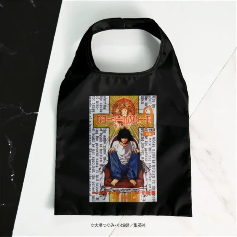 Фото Сумка-шоппер DEATH NOTE L·Lawliet Yagami Light Gashapon Anime Role, большая вместимость, складная, для покупок и хранения №2