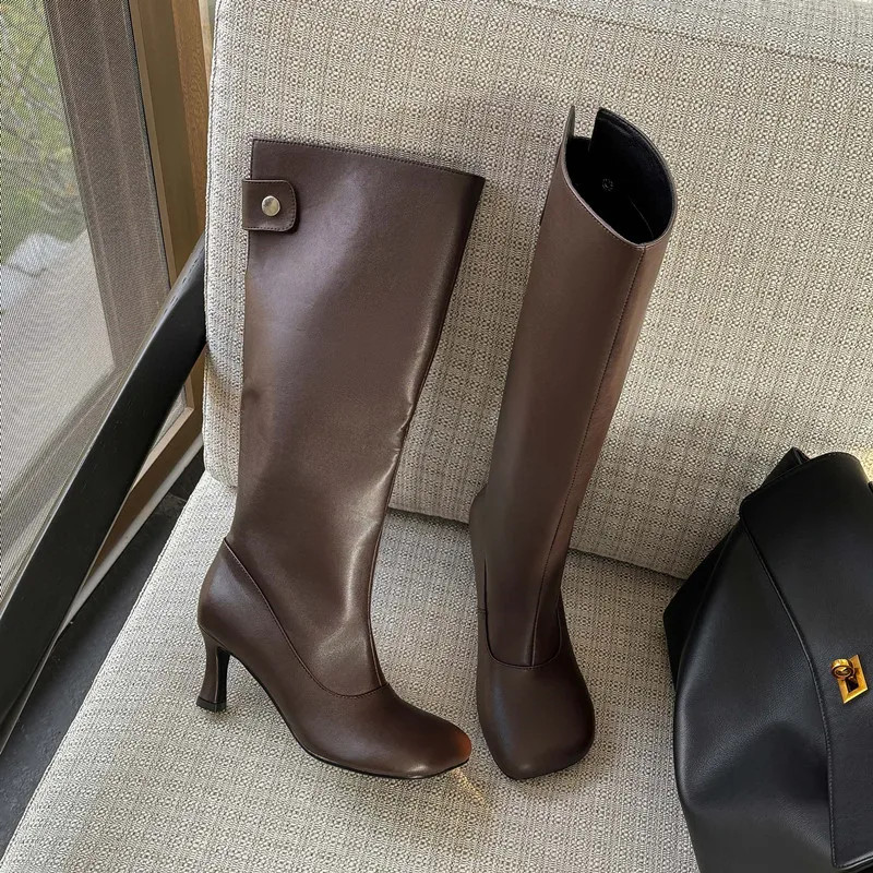 MKKHOU модные сапоги до колена женские новые высококачественные из натуральной