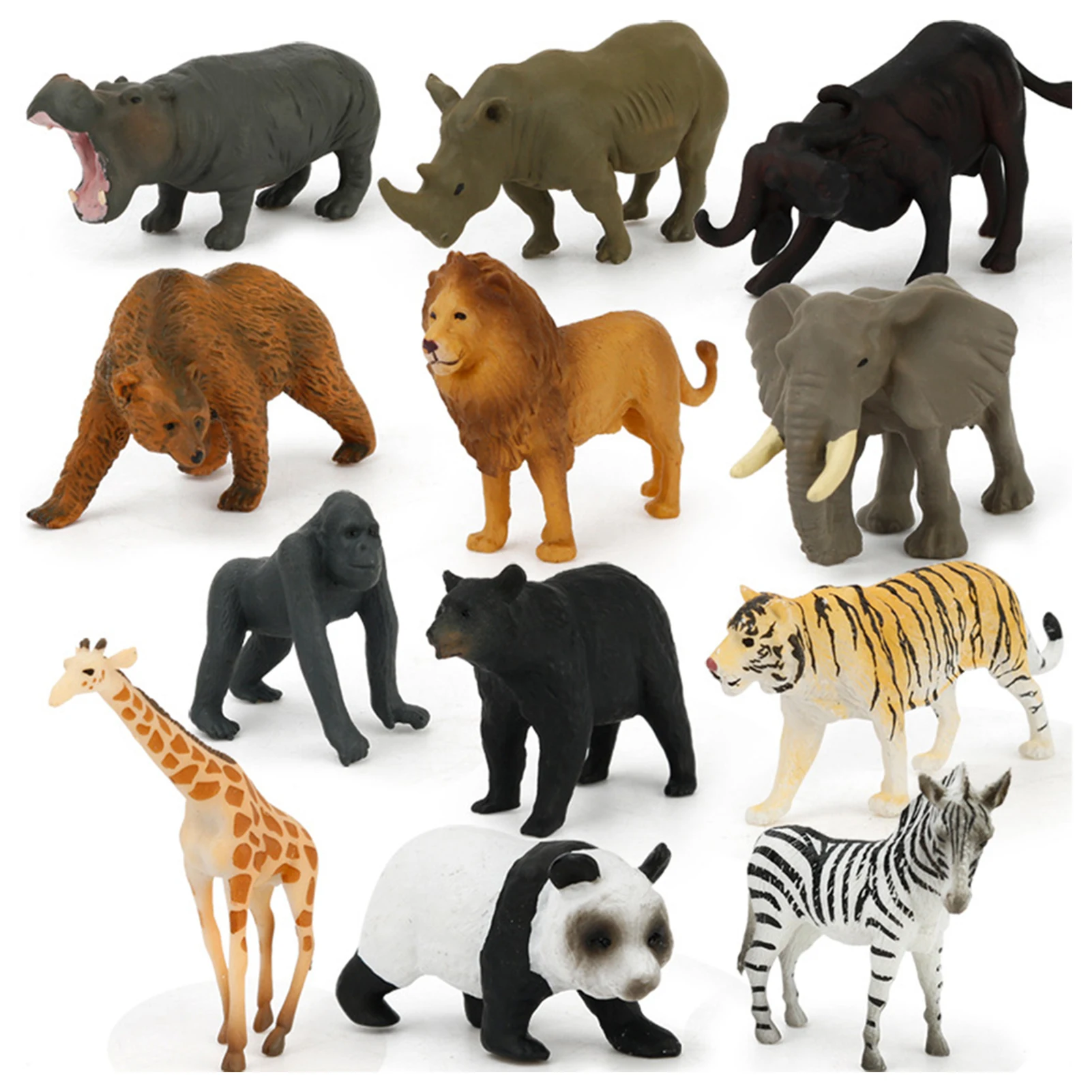 

12 Pcs Wild Animals Figurines Realistic Wild Animals Model Wild Jungle Animal Home Tabletop Ornament For 3 Children Kids Adults