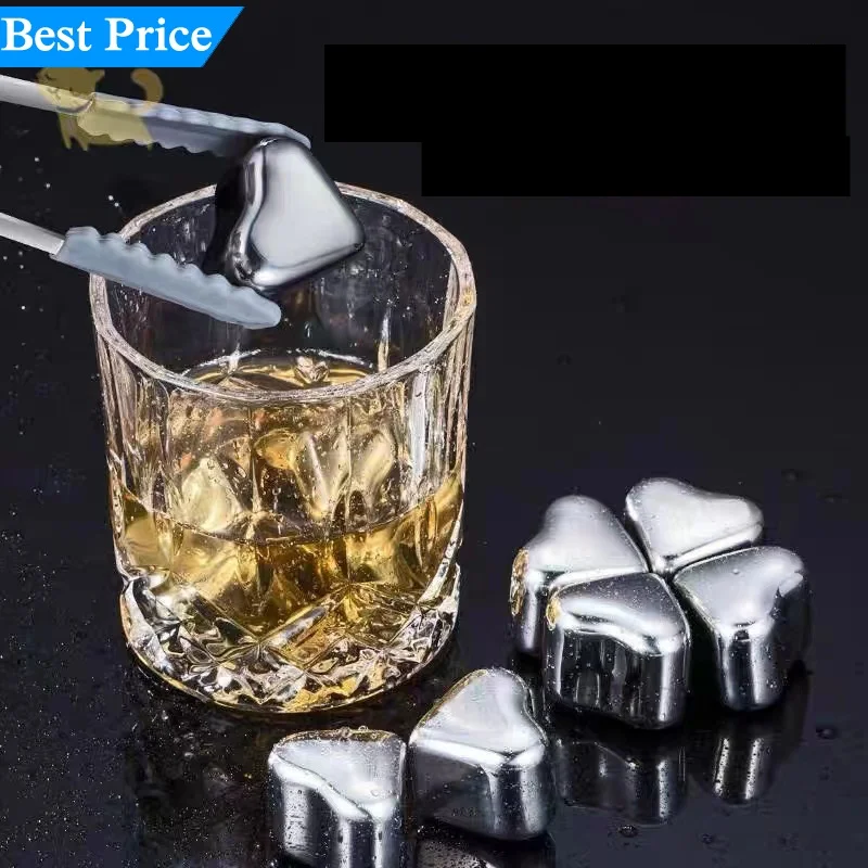 

10sets Heart Shape 304 Stainless Steel Ice Cubes, Red Wine Ice Grains, Ice Grains, Ice Tartar, Red Wine Ice Tartar