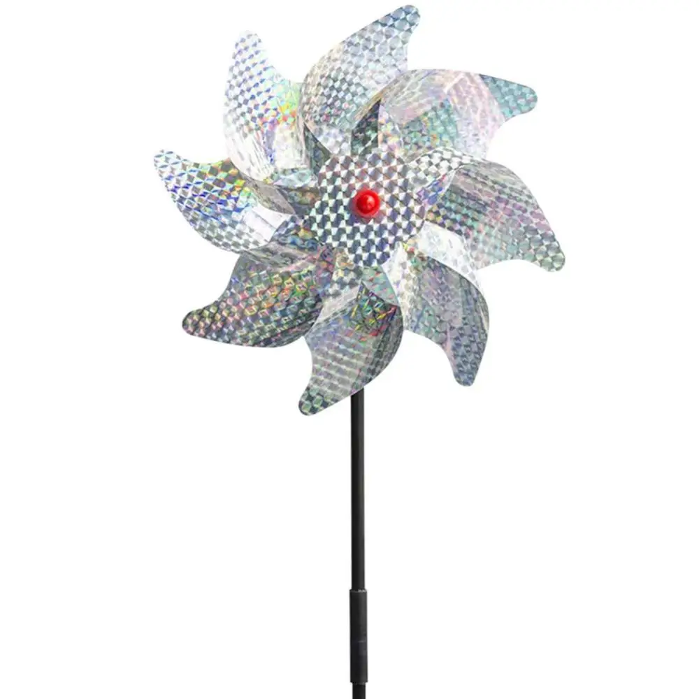 

10 Pcs Bird Repeller Pinwheels Reflective Sparkly Bird Deterrent Windmill Protect Garden Plant Flower Garden Lawn Decoration