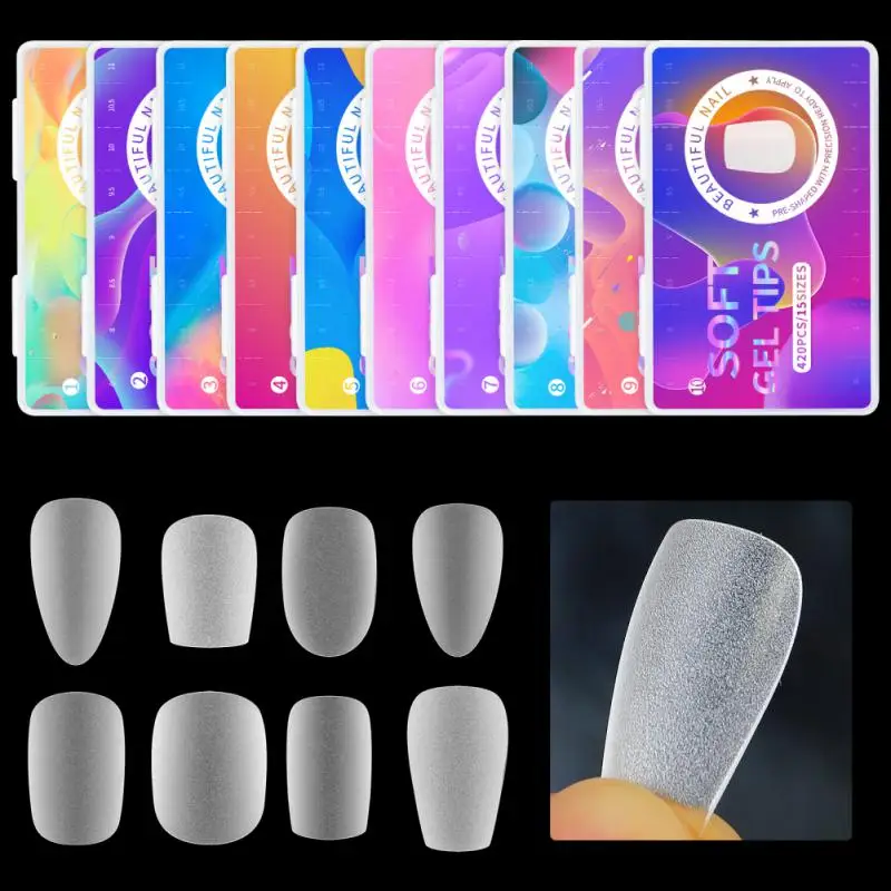 

Fake Nails 420pcs Nail Capsules Artificial Tips Full Cover False Nails French Manicure False Nail For Salon Women Beauty Health