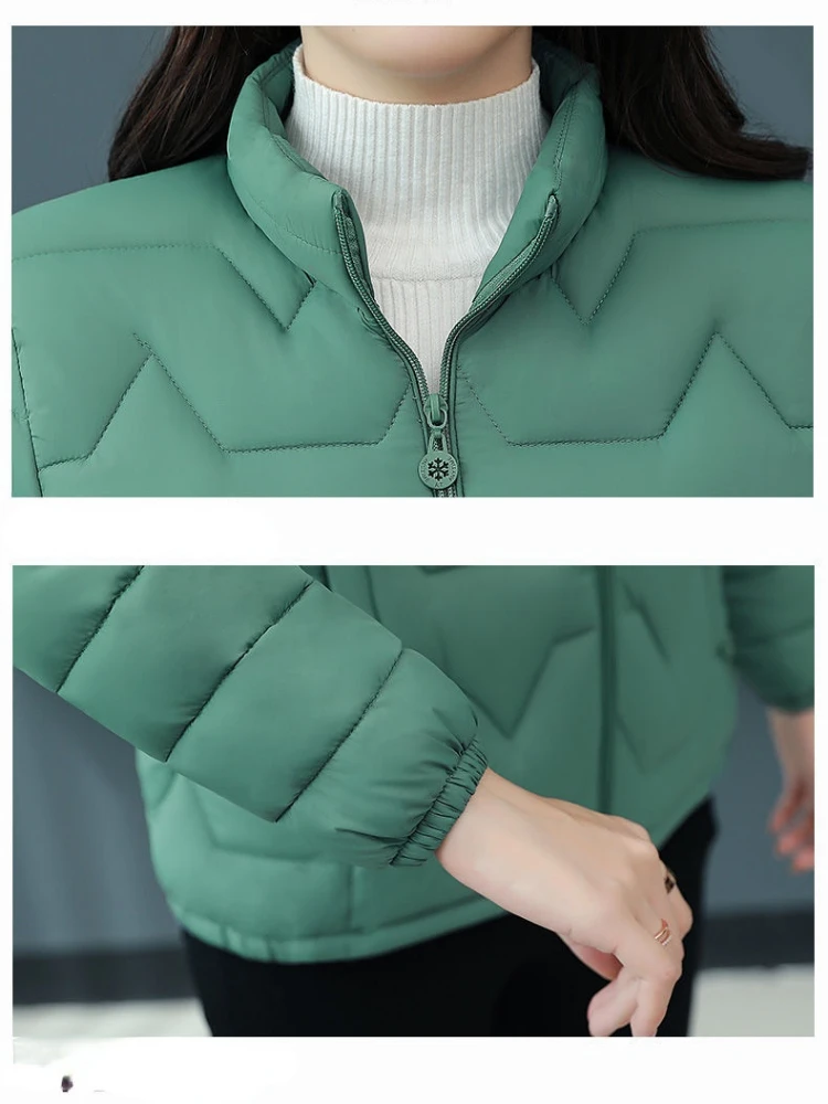 Winter Jacket Women's Warmth and Thick Cotton Outer Korean Version of Stand-up Collar Thick Winter Jacket Parker Women' Clothing