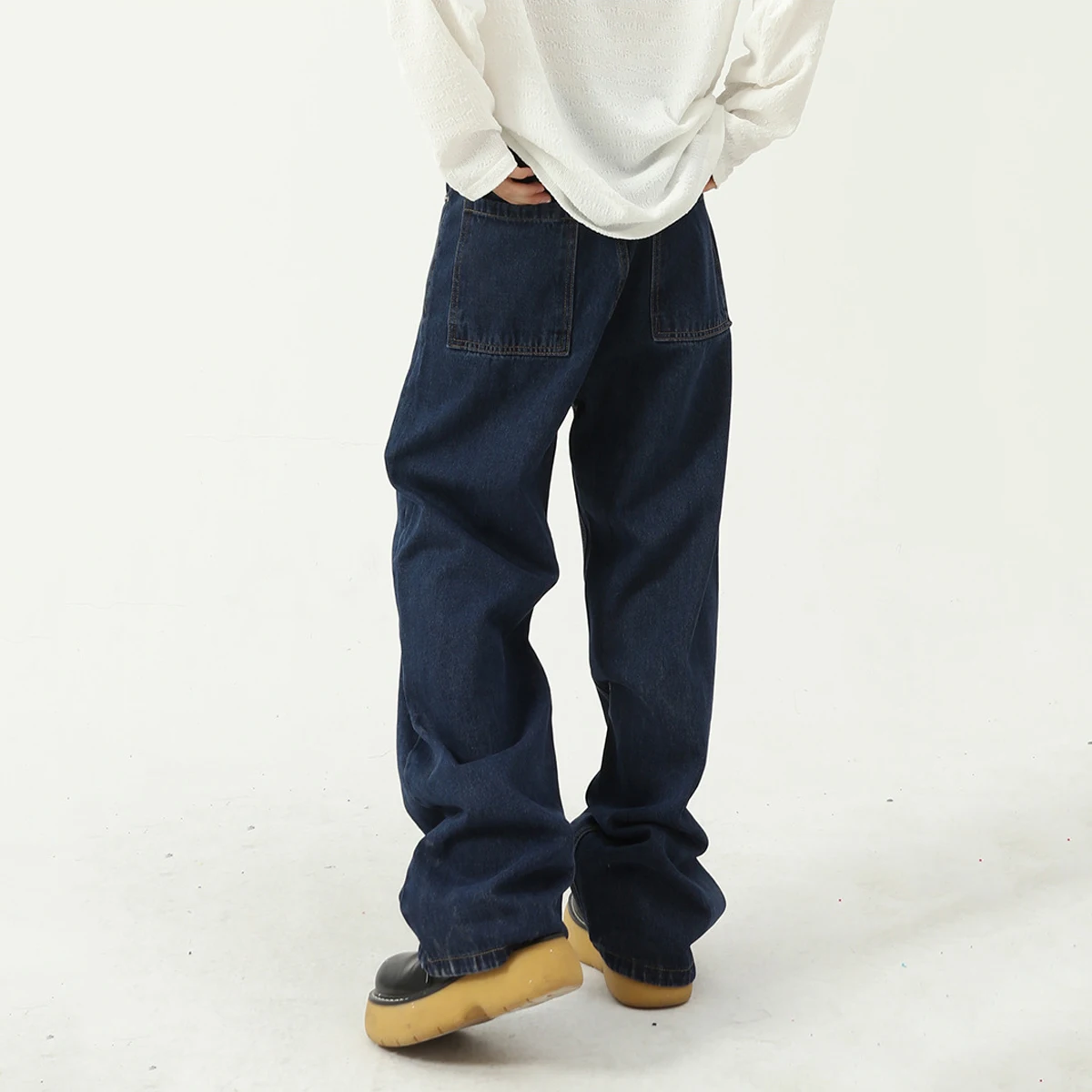 Men's and Women's Korean Version Loose Mid-waist Baggy Jeans Y2K Style Dark Blue Hip Hop Casual Pants Y2k Men’s Jeans