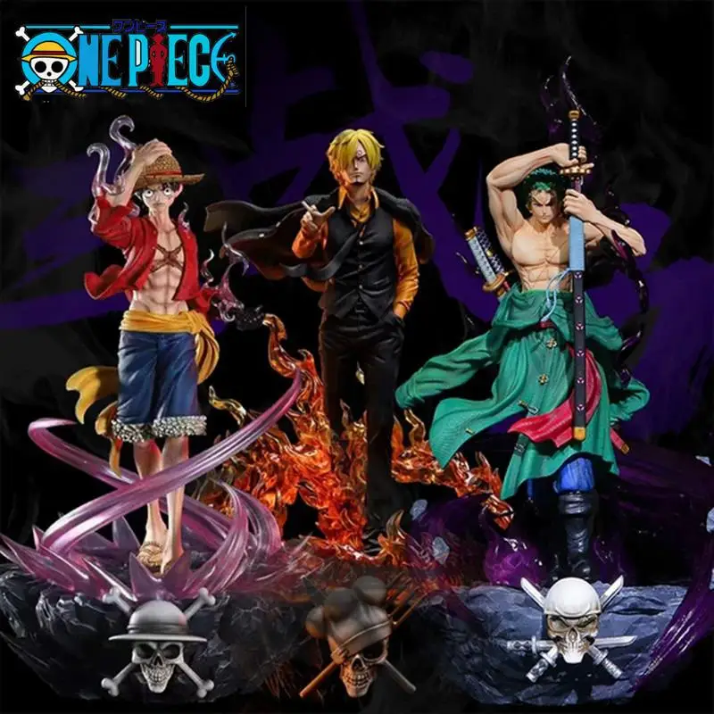 

Anime One Piece GK Monkey D Luffy 41cm Roronoa Zoro 44cm Vinsmoke Action Figure with LED Collection Statue Model Toys Gift