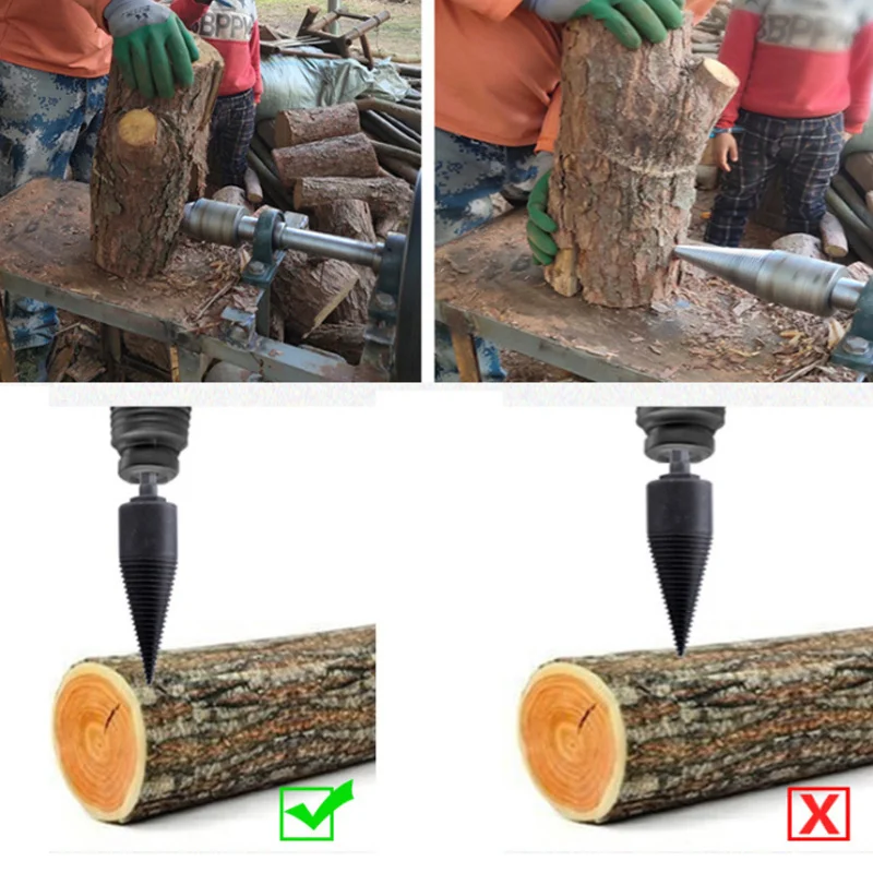 

Cleave Split Cone 32mm/42mm Fire Firewood Hand 1pcs Punch Drill Drill Woodworking Splitter Conical Wood Tools Machine Driver