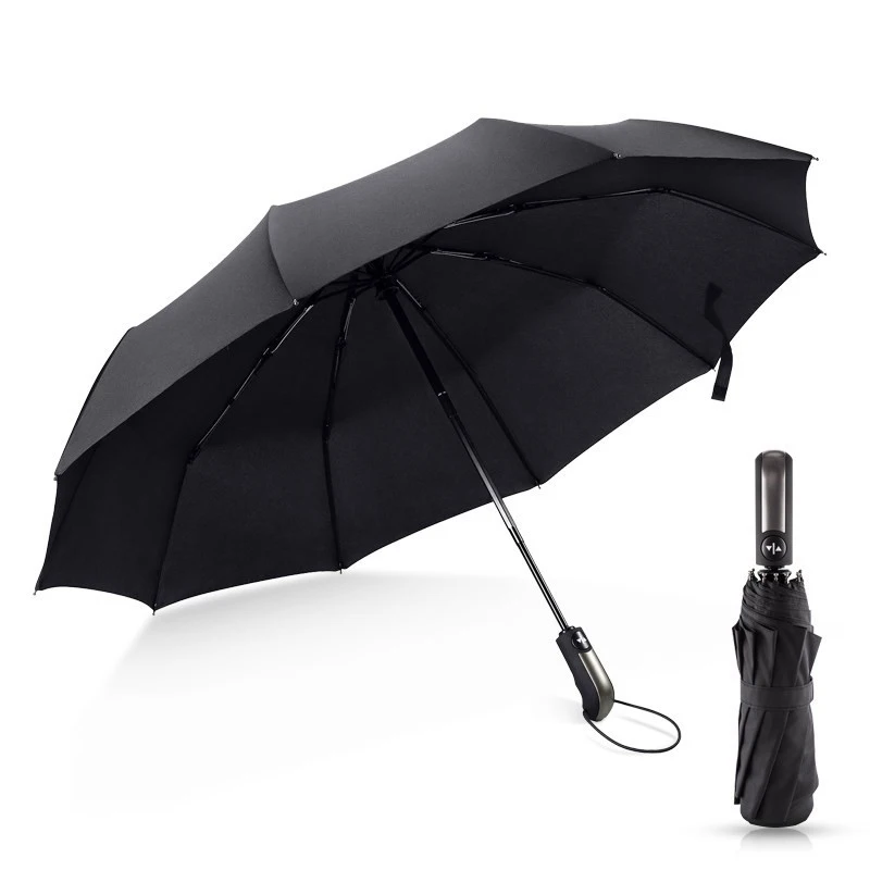 

Windproof Waterproof Umbrella With 10 Ribs Super Strong Sunproof UV Parasol Portable Automatic Bumbershoot