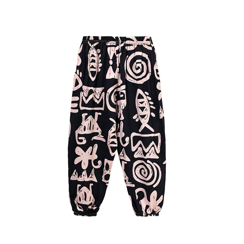 Fashion Kids Pants Girls Clothes 2021 Boy Clothing Family Matching Outfits Women Pants Loose Lantern Trousers Cotton Silk