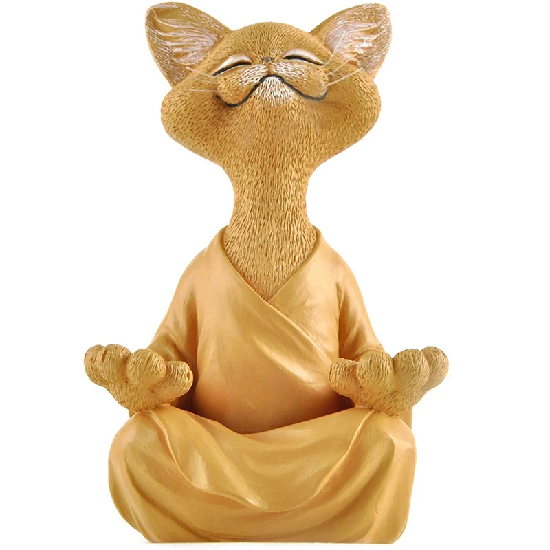 

Чудесная каучуковая статуя Будды, кошки, медитации, йоги, сидя, дзен, кошка, сад, домашнее интерьерное украшение, милая Коллекционная поделка