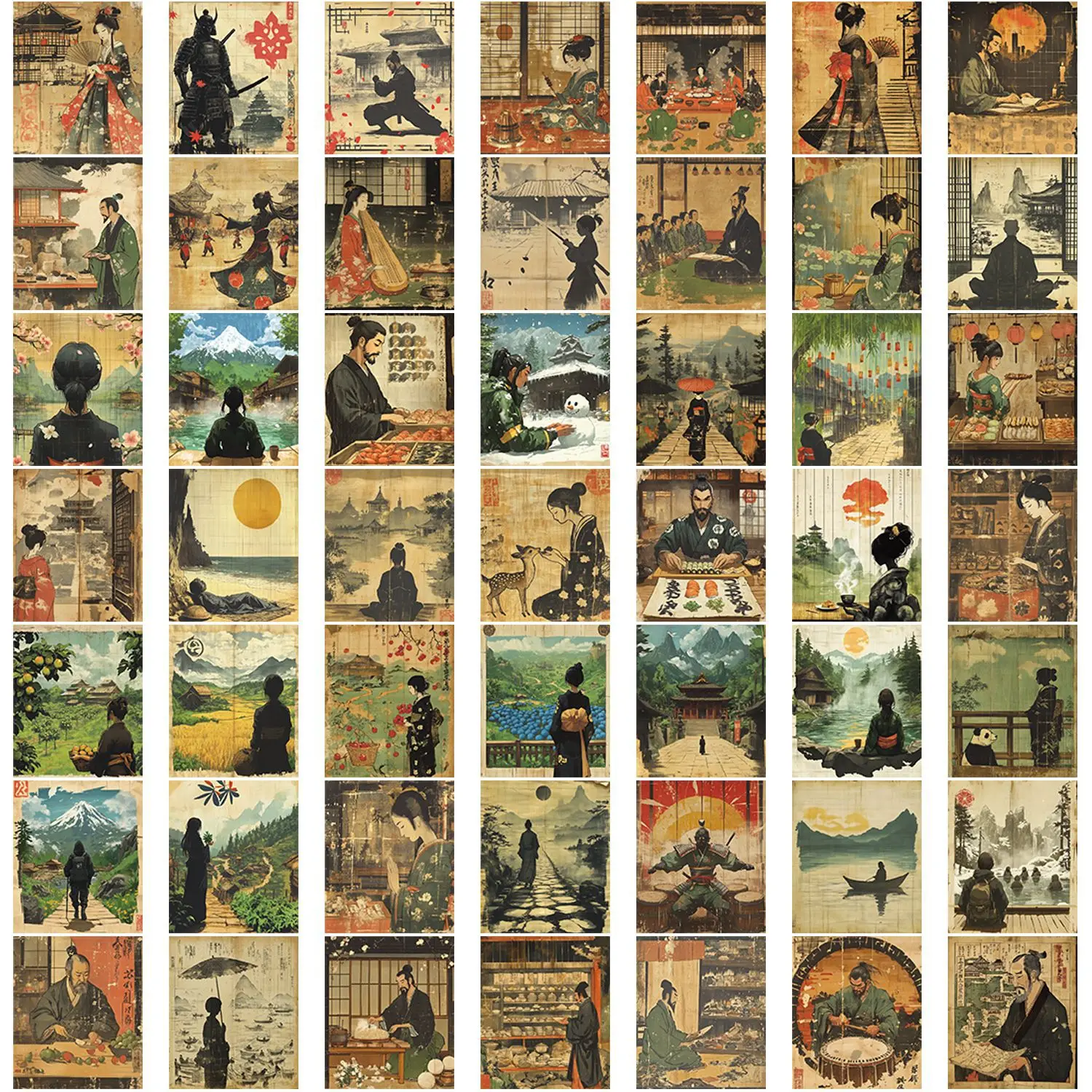 

Набор стикеров Ukiyo-e Woodcut XMSJ