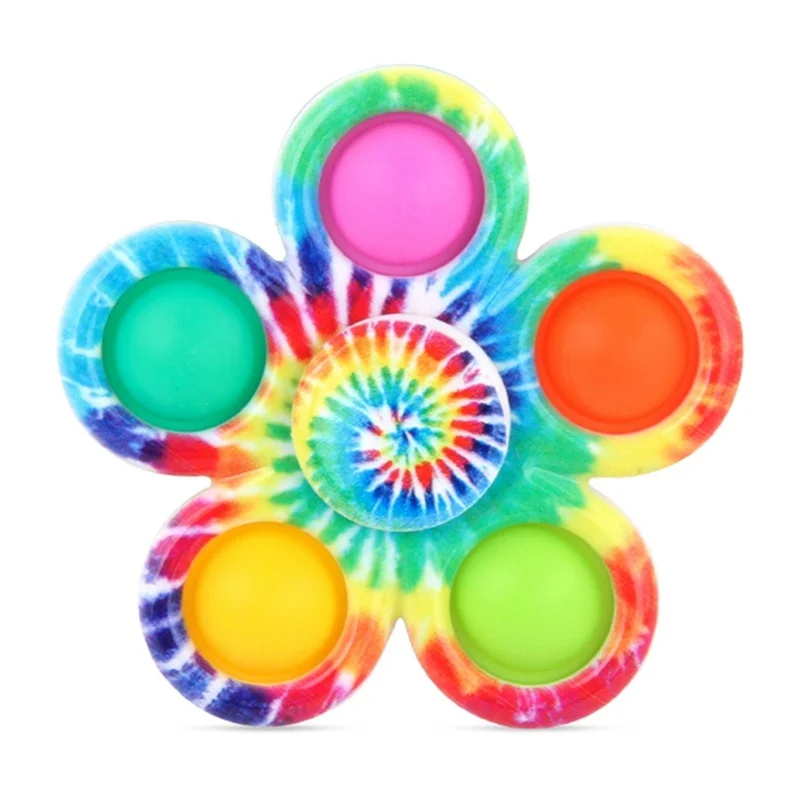 

1PC Tie Dye Simple Fidget Spinner Finger Push Bubble Hand Spinner For ADHD Anxiety Stress Relief Sensory Party Favor For Kids