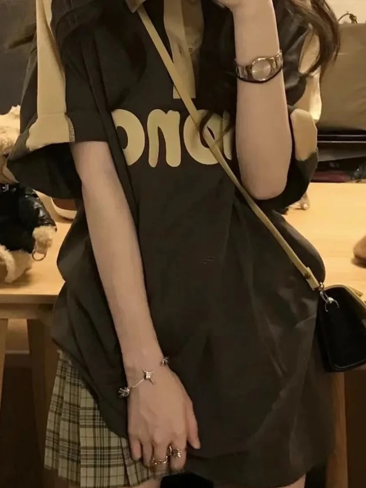 QWEEK женские футболки-поло в стиле Харадзюку женская уличная одежда Корейском