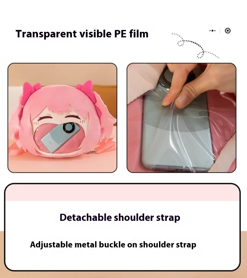 Фото Аниме Хацунэ Мику Рюкзак Химуто! Сумка через плечо Umaru-chan Itabag, большая вместительная сумка для хранения Kawaii, прозрачный плюшевый большой карман №5