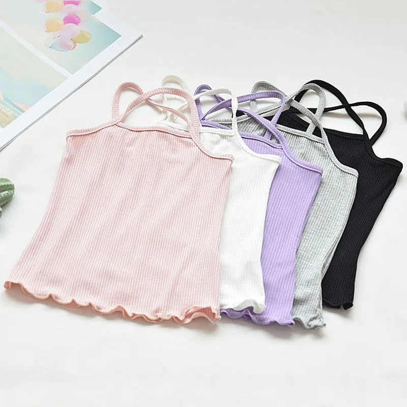 

3-12T Girls Tank Tops Summer Kids Underwear Modal Cotton Undershirts Basic Base Solid Color Camisole Clothing 2022 Fashionable