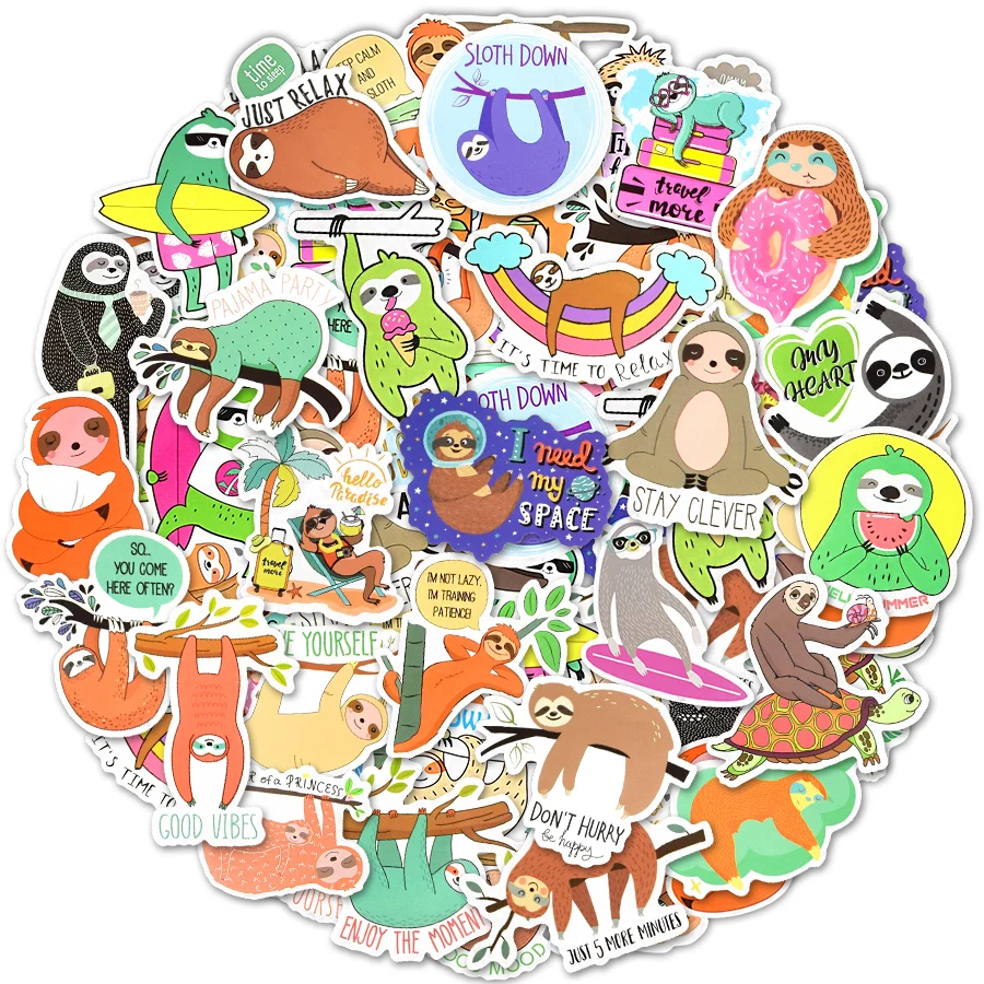 10/50/100pcs Alpaca Llama Sloth Cute Stickers for Notebook Laptop Car Fridge Stationery Scrapbook Animal Sticker pack Kids Toys - купить по