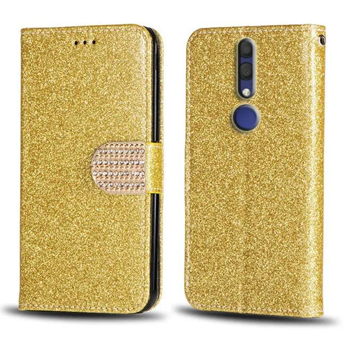 Кожаный чехол-бумажник с блестящими стразами для Alcatel 1X 3 3L 2019 5008Y 5053D, чехол для телефона