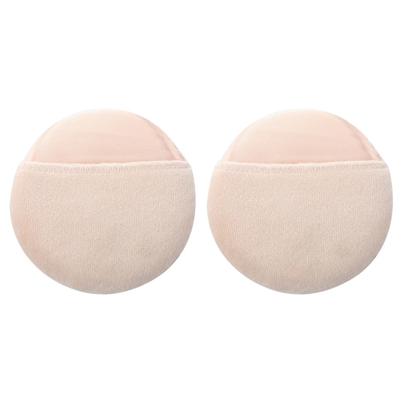 

2X Women Cosmetic Beige White Round Face Makeup Facial Powder Puff