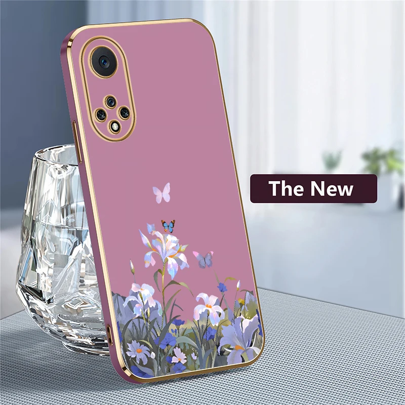 Фото Защитный чехол для телефона Huawei Nova 3i 4e 5T 5i Y70 Plus 9 7i 8i 7 6 SE с цветочным и бабочковым узором, силиконовый, с покрытием №4