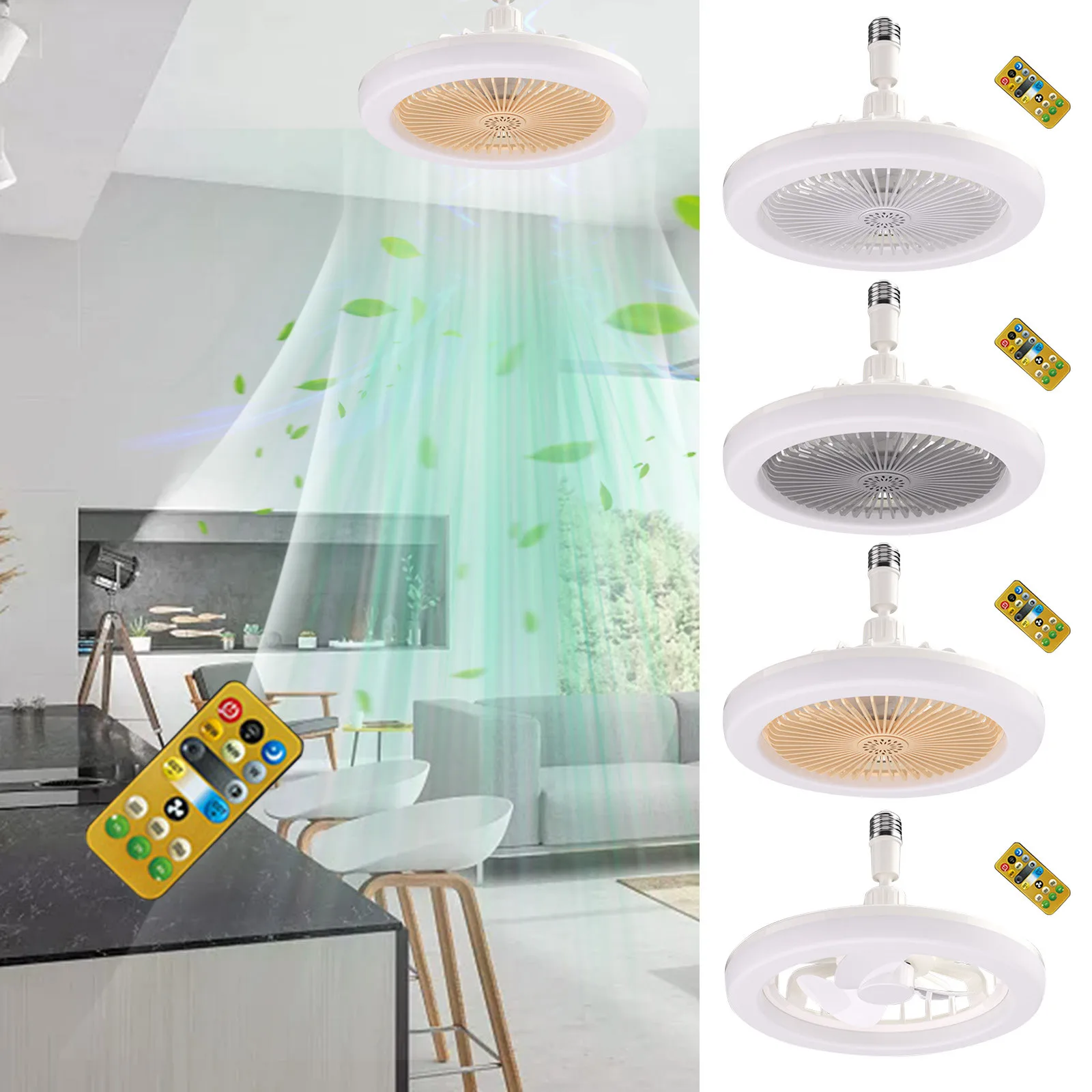 

110V Ceiling Fan With LED Light 360 ° Rotation Ceiling Light with Fan Remote Control Electric Cooling Fan Chandelier Summer Gift