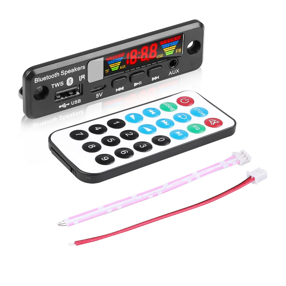 

Плата mp3-декодера, 5 В, Bluetooth, беспроводной FM-радио, MP3-плеер, TF USB AUX аудио декодирующая плата, автомобильный музыкальный плеер громкой связи