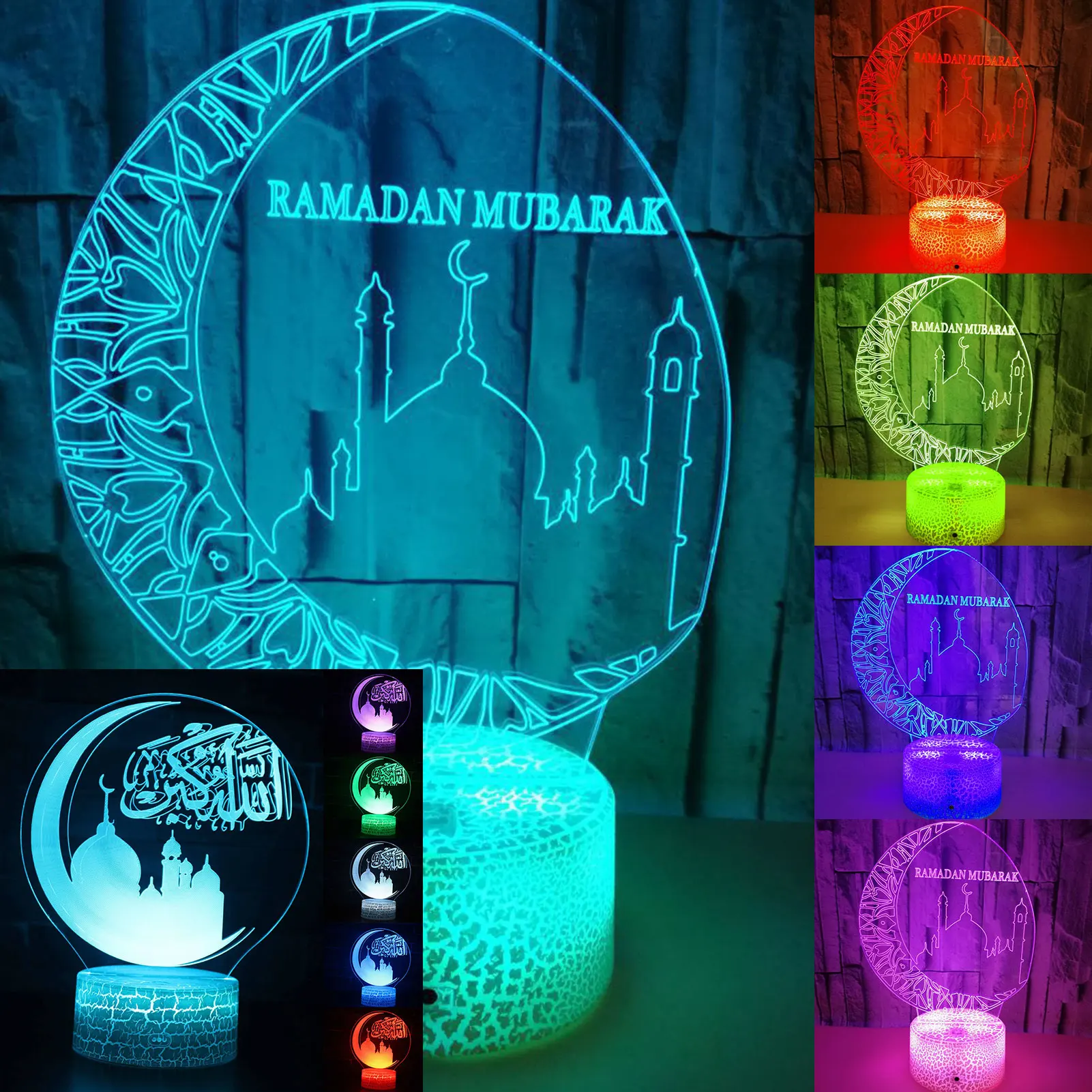 

Eid Night Light Mubarak Desktop Night Light Ramadan Gift Moon Pattern 7 Color Change Remote Control Night Light Living Room Eid