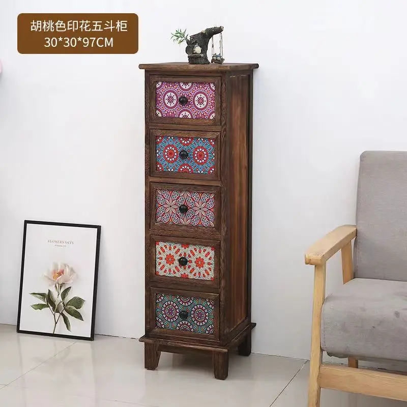 Утолщенный стол мини-шкаф в стиле ретро узкий шкаф с выдвижными полками простой