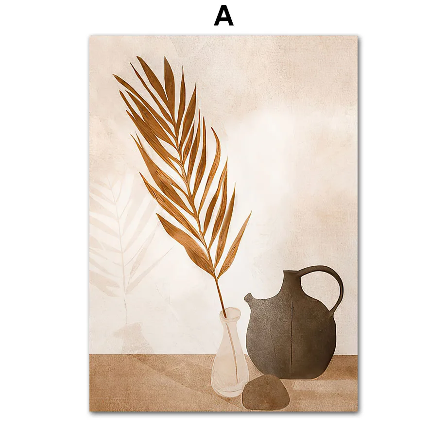 Модная девушка Пальма монстера лист ваза бохо ландшафтные постеры и