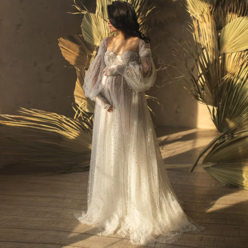 

Жемчужное кружевное платье с вырезом для беременных женщин сексуальное облегающее платье с открытыми плечами и низким вырезом с длинным рукавом платье-Трейлер реквизит для фотосъемки