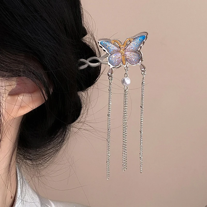 Винтажная заколка для волос с кисточкой-бабочкой женщин и девочек новые