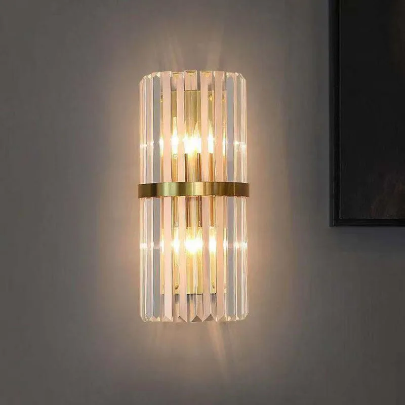 

Nordic Golden Luxury wall lamp Indoor Crystal Wall Lamp for Living Room Bedroom Bedside Crystal Wall Lamp Simple Led Wall Light