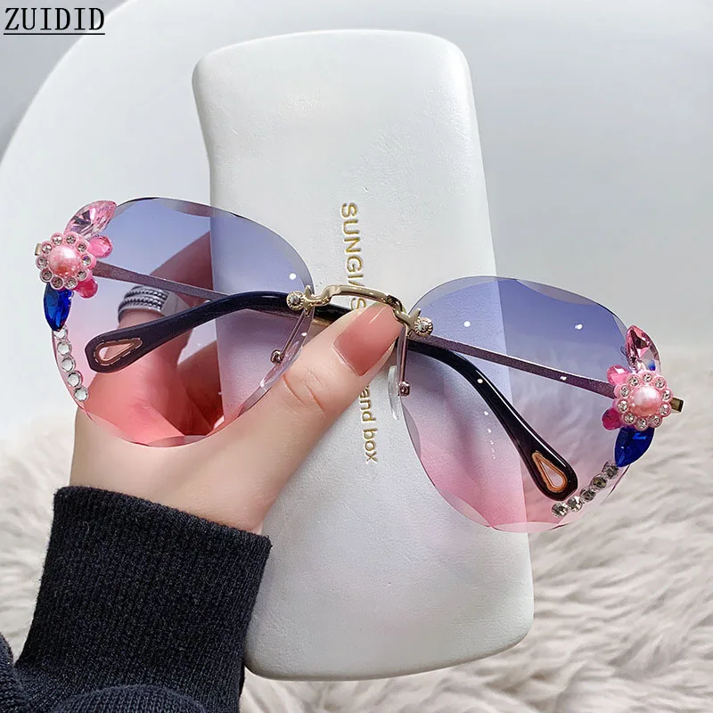 

Luxury Sunglasses Women Rimless Shades Fashion Glasses Oculos De Sol Feminino Moda Feminina Luxe Femme Zonnebril Dames Oculos