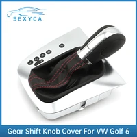 original leather black red line stitching at dsg gear shift knob lever cover for vw golf 6 mk6 gti jetta mk6 gli