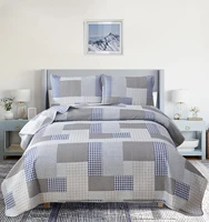 3pcs lightweight patchwork quilts soft microfiber bedspread gingham bedding set coverlet stripes geometric home decor