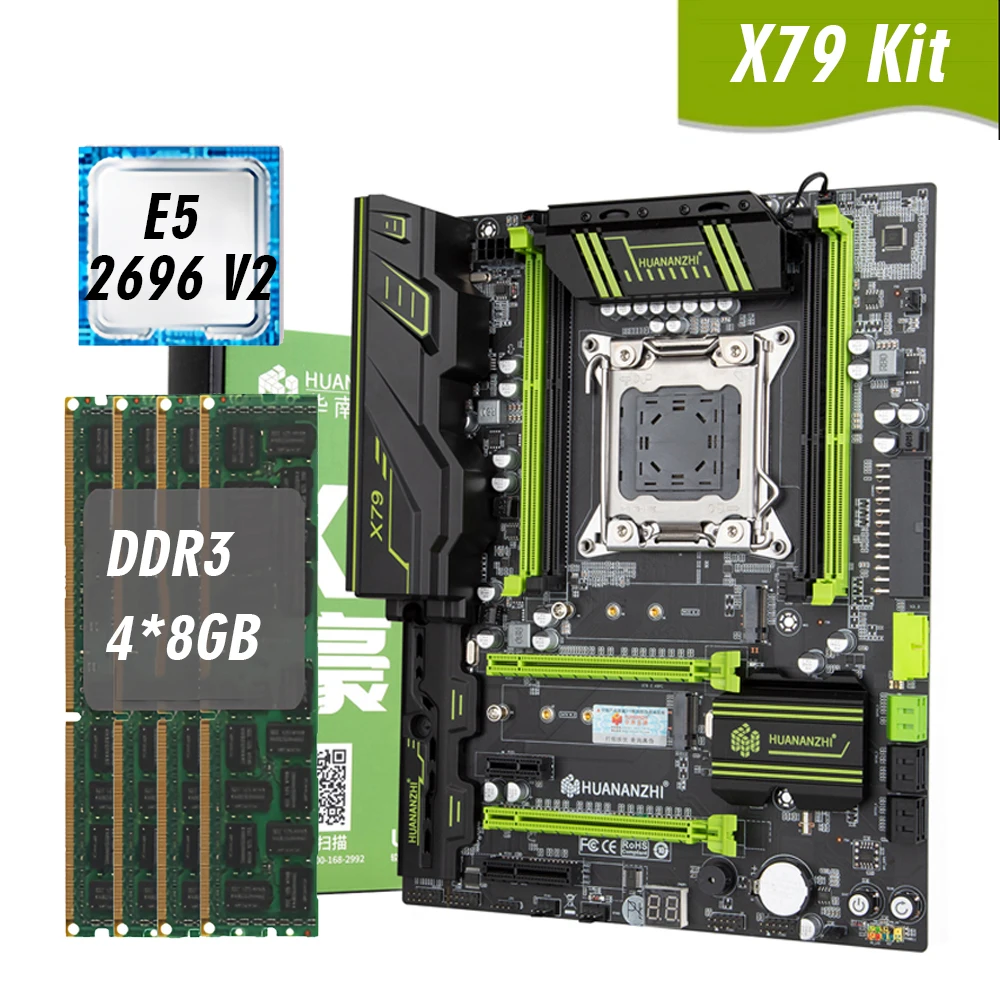 Комплект материнской платы HUANANZHI X79 с Xeon E5 2696 V2 4x8 ГБ 32 ГБ 1600 МГц 12800R DDR3