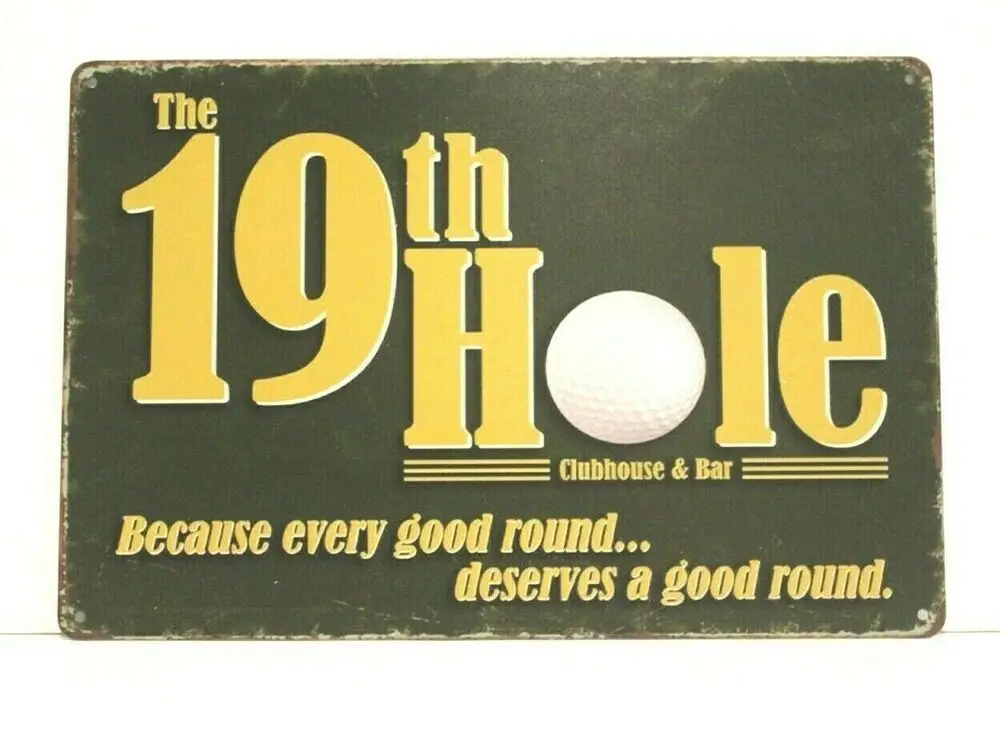 

Cartel de hojalata del 19th Hole para hombre, cueva, casa del club y Bar, Golf, nuevo