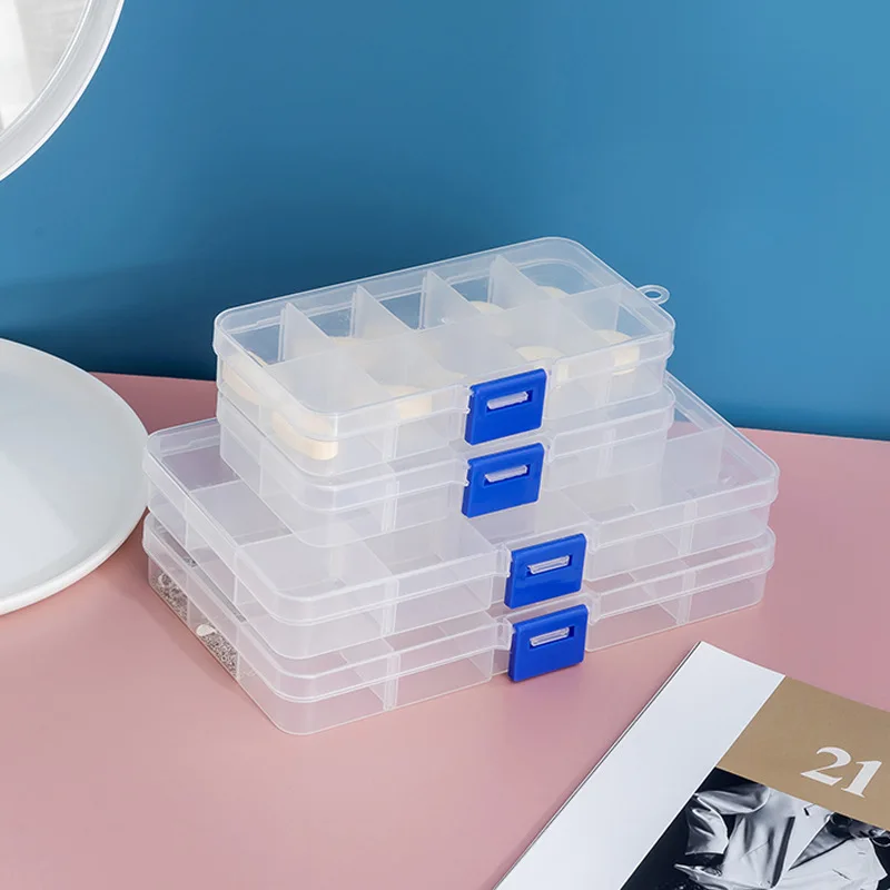 

Plastic Storage Box Slots Adjustable Packaging Transparent Tool Case Craft Organizer Box Medicine Box Free Assembly Accessories