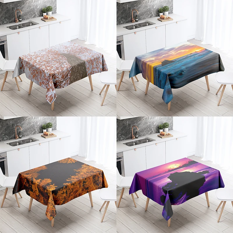 Tablecloth Sunset Landscape Tablecloth Anti-fouling And Waterproof Rectangular Kitchen Table Home Decoration