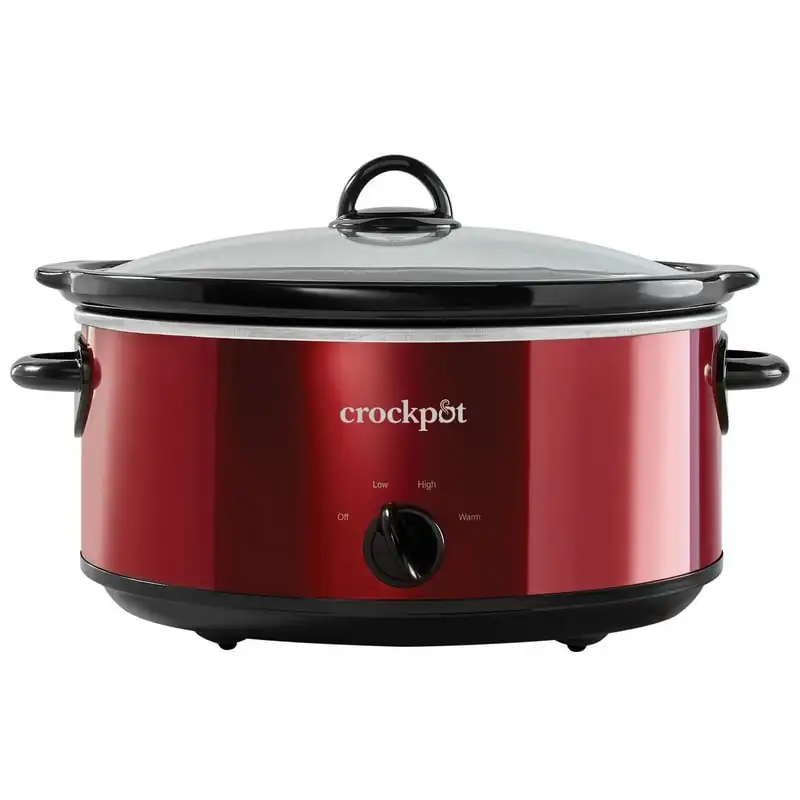 

7-Quart Manual Slow Cooker, Red Stainless Steel Ollas arroceras eléctricas Food warmers Boba cooker machine Cooking accessories