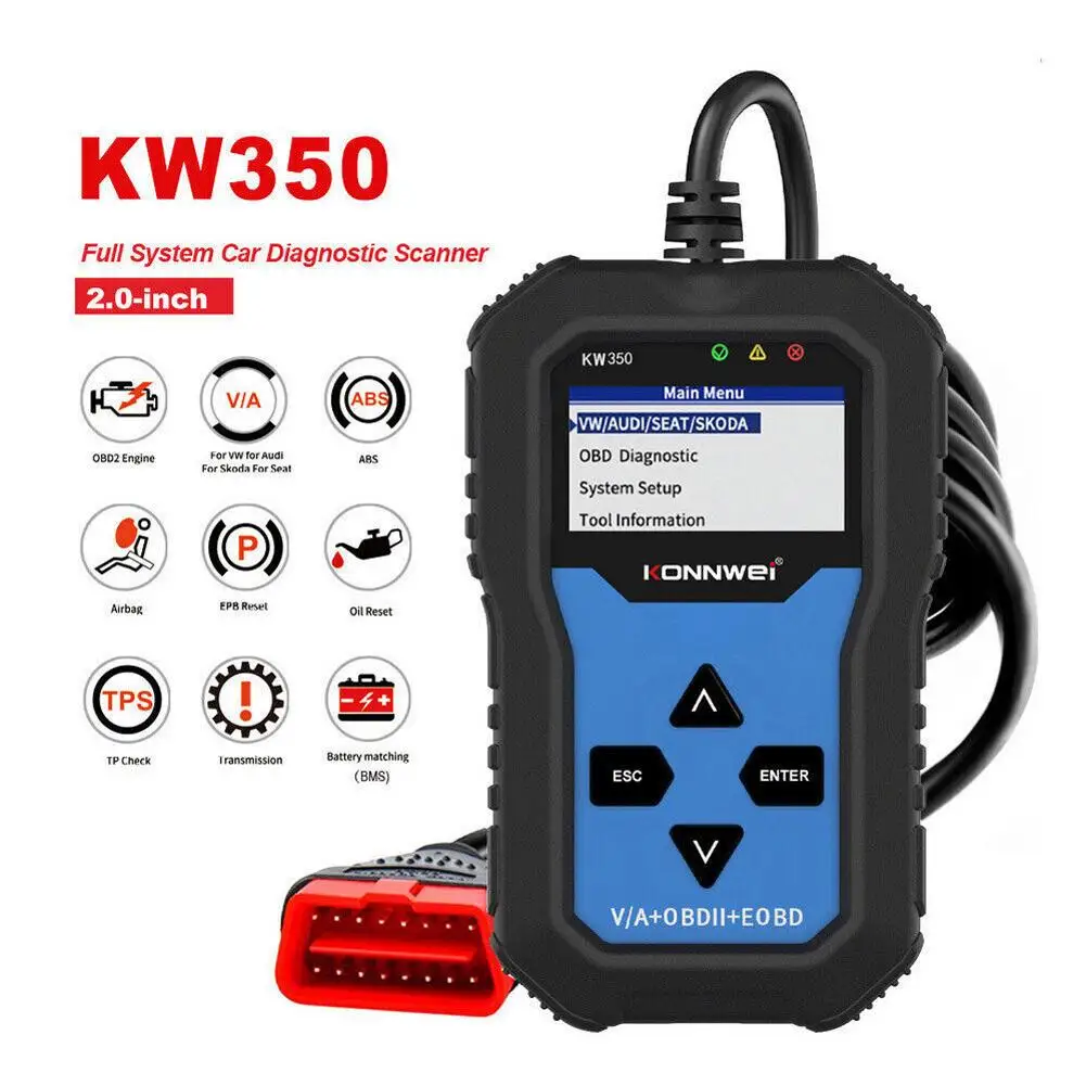 

Автомобильный диагностический сканер Kw350, считыватель кодов, локатор, тормозная система Abs, сканирующий инструмент для коробки передач, V007