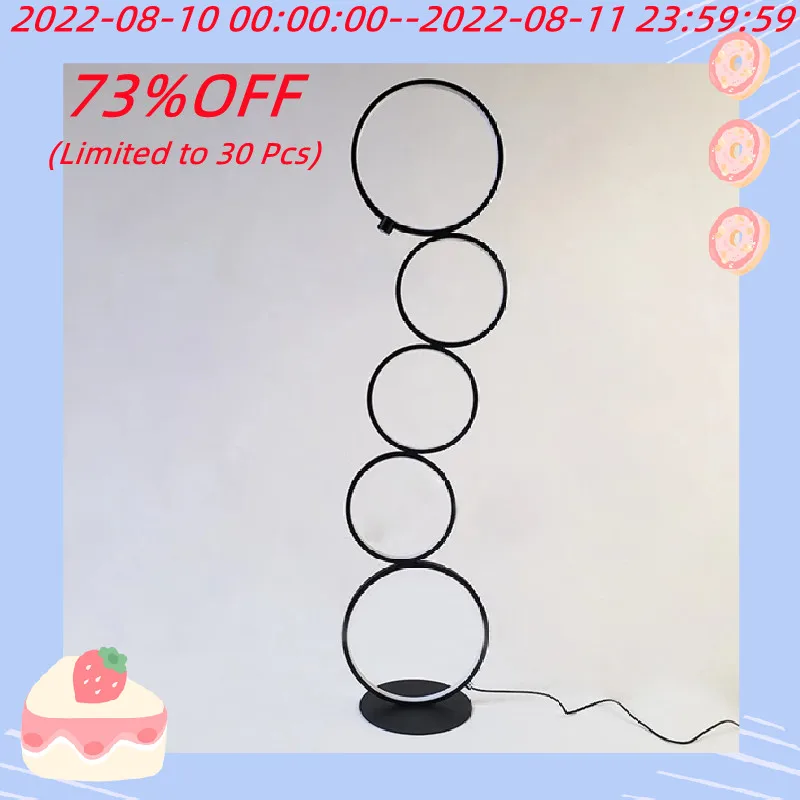 

Modern Nordic Simple Line Floor Lamps Creative Design Five-Ring Stand Lights for Living Room Bedroom Foyer Cafe Study Kids Room