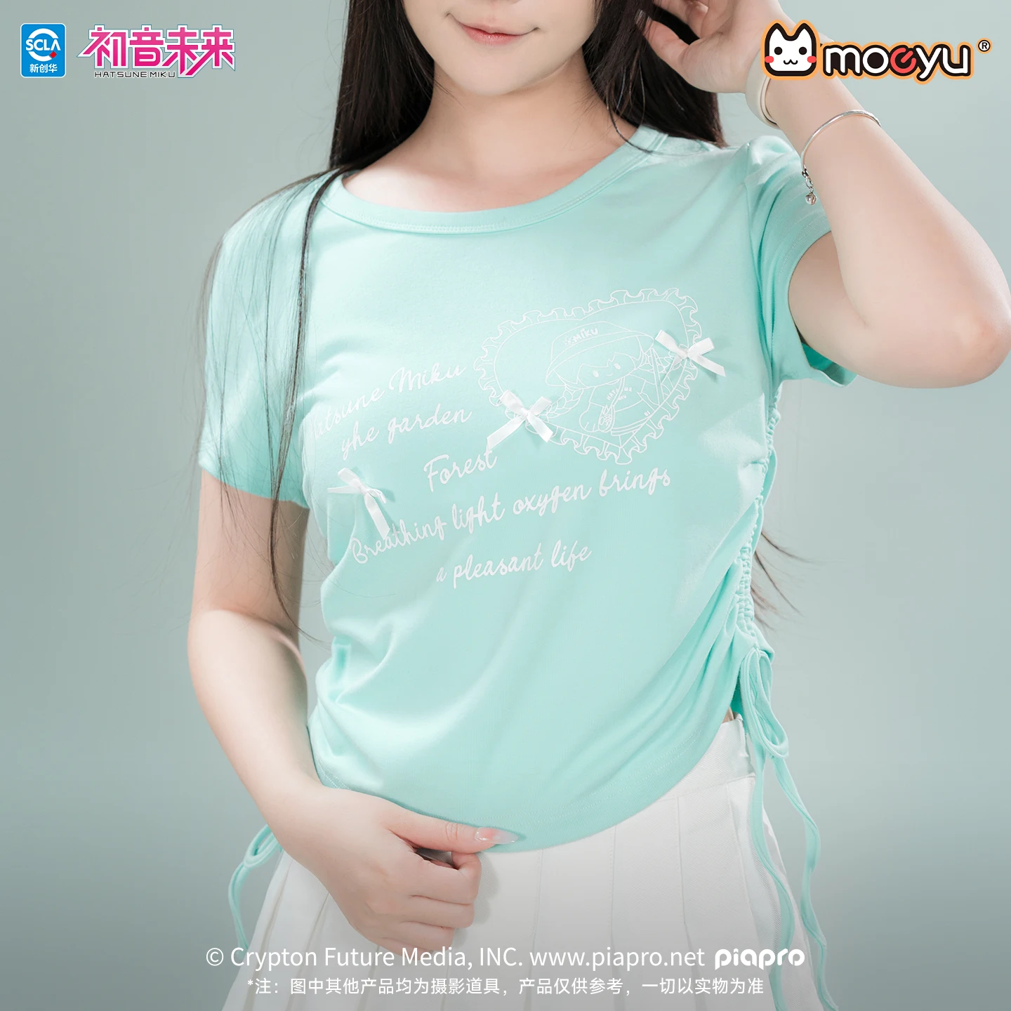 Фото Оригинальная женская футболка Moeyu Hatsune Miku, футболка для косплея, повседневная футболка с короткими рукавами для девочек, летняя модная футболка в стиле аниме Vocaloid, костюм №3