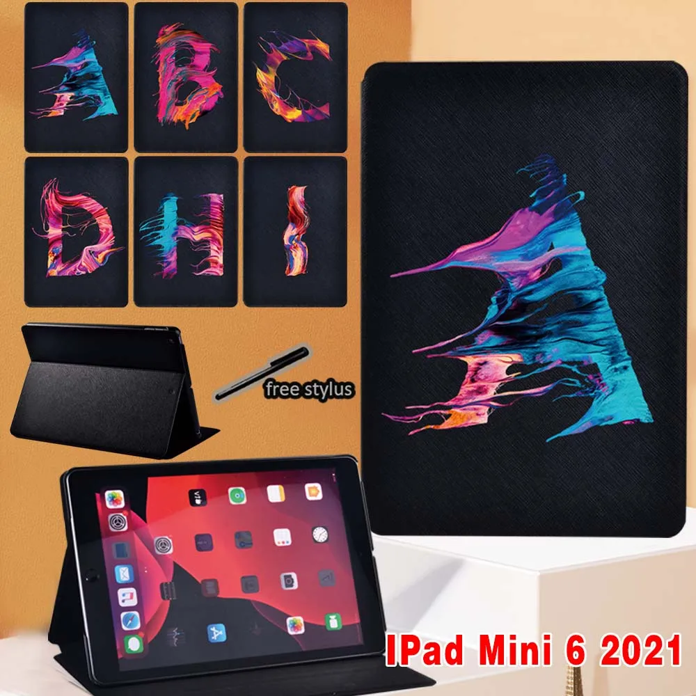 

For IPad Mini 6 Case 2021 Initial Name Series Pattern Cover for IPad Mini 6th Generation 8.3 Inch Flip Stand Case Cover
