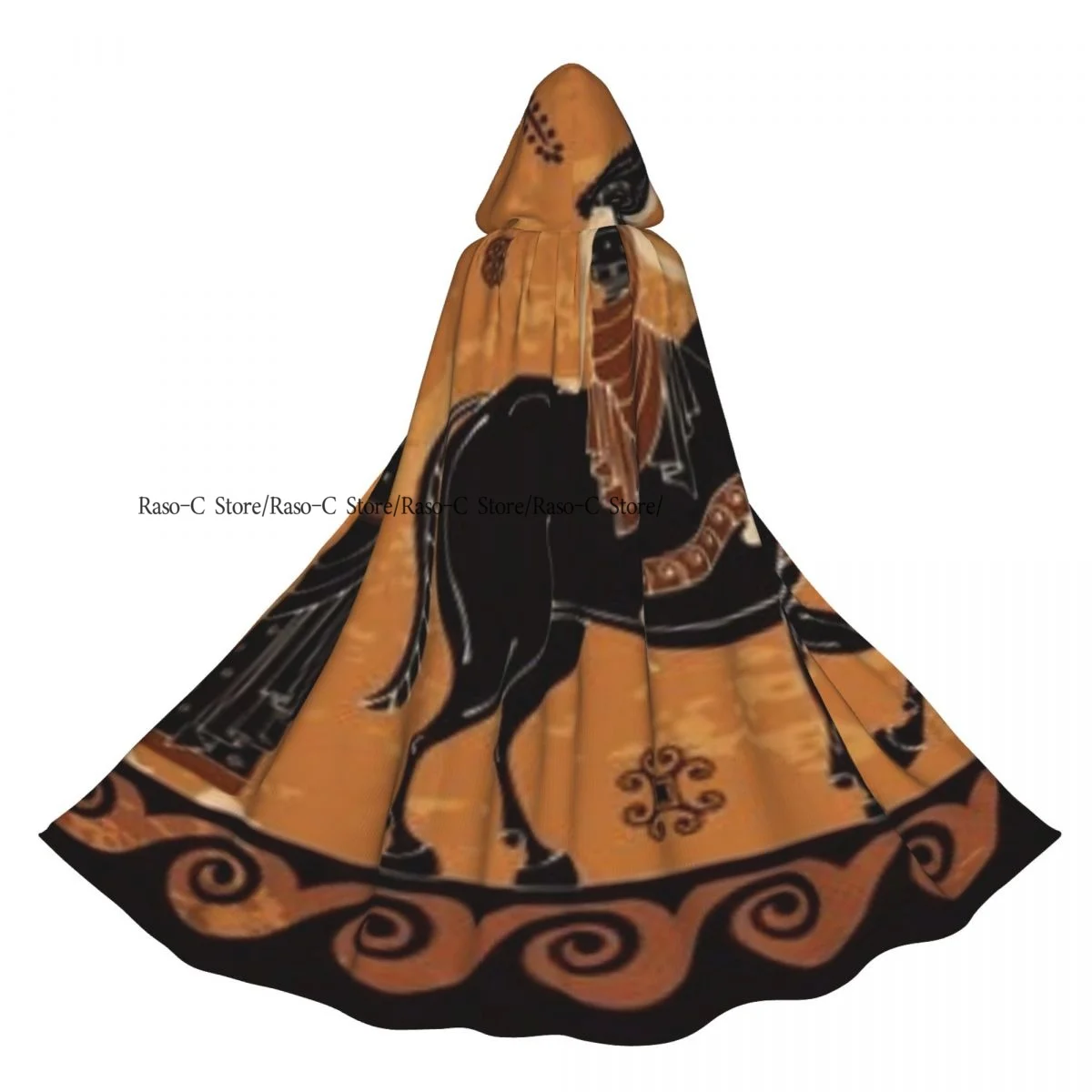 Черная фигура керамика древнегреция мифология плащ с капюшоном и принтом