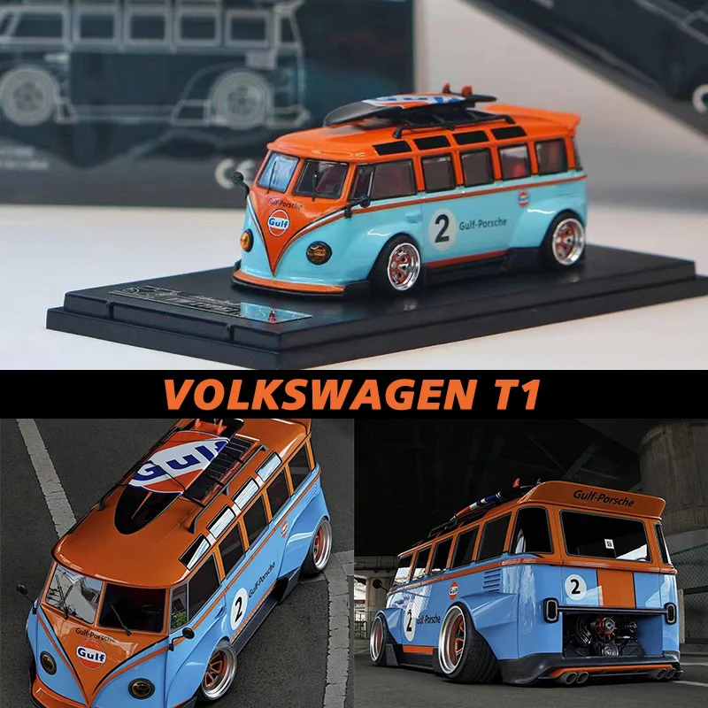 

1:64 Kombi T1 GULF Complimentary Surfboard Alloy Diorama Car Model Collection Miniature Carros Toys Liber64