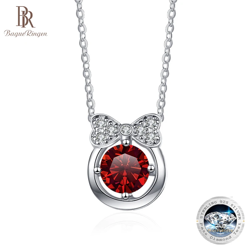 

BagueRingen S925 Sterling Silver 1ct VVS D Color Moissanite Necklace Bowknot Pendant Women's Luxury Jewelry Accessories O-Chain